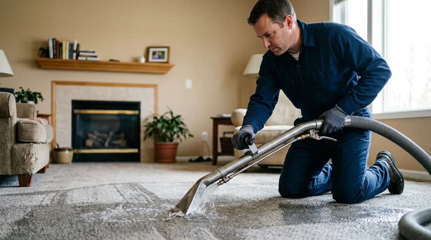 Water damage restoration technician working near Plainview, MN